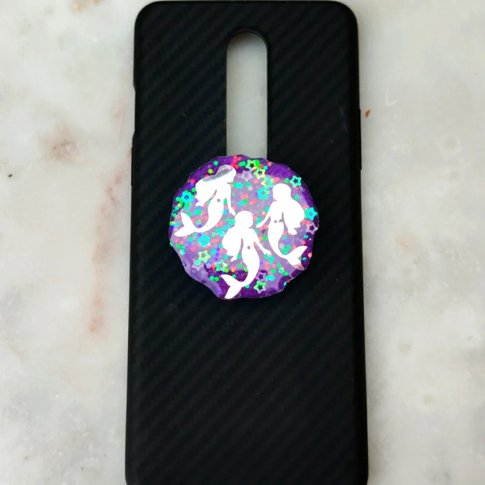 Handmade Purple Mermaids Resin Phone Grip